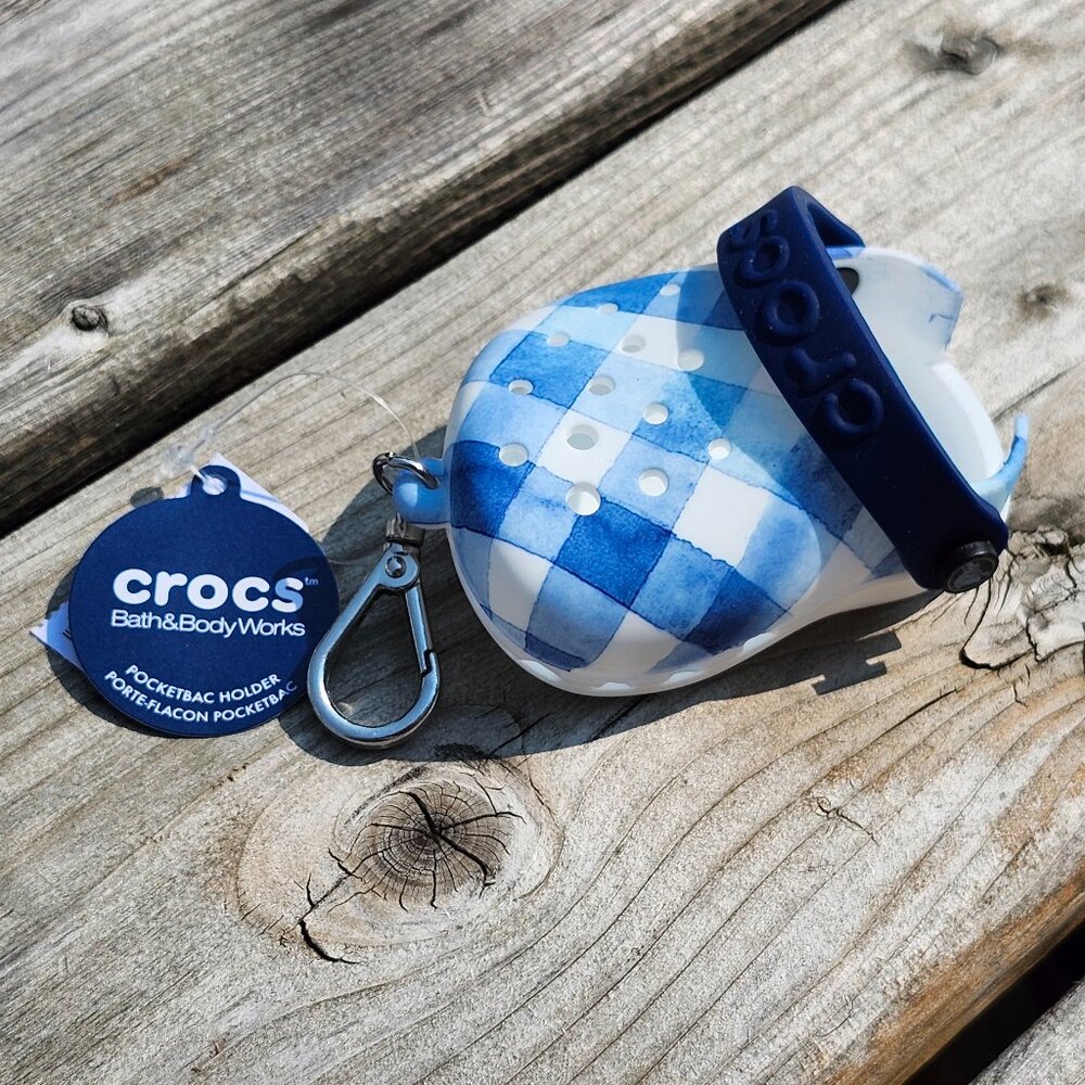 Bath & Body Works Crocs Clip Gingham PocketBac Holder Keychain – NEW